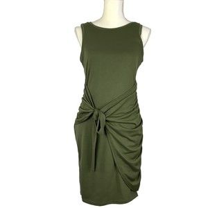 Lillusory Wrap Mini Dress Sleeveless Bodycon Army Olive Green Women's S Small